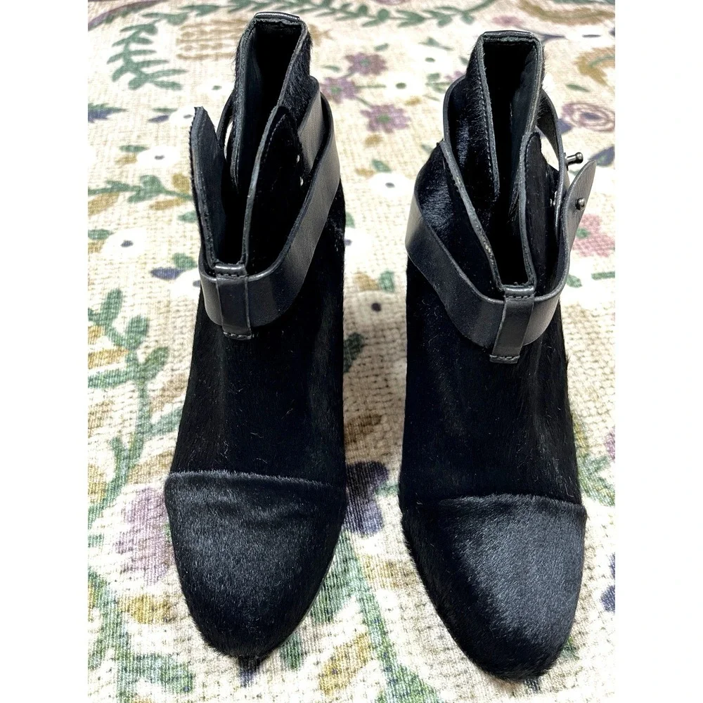 Rag & Bone Harrow Black Calf‎ Hair Ankle Booties Womens Size 8.5